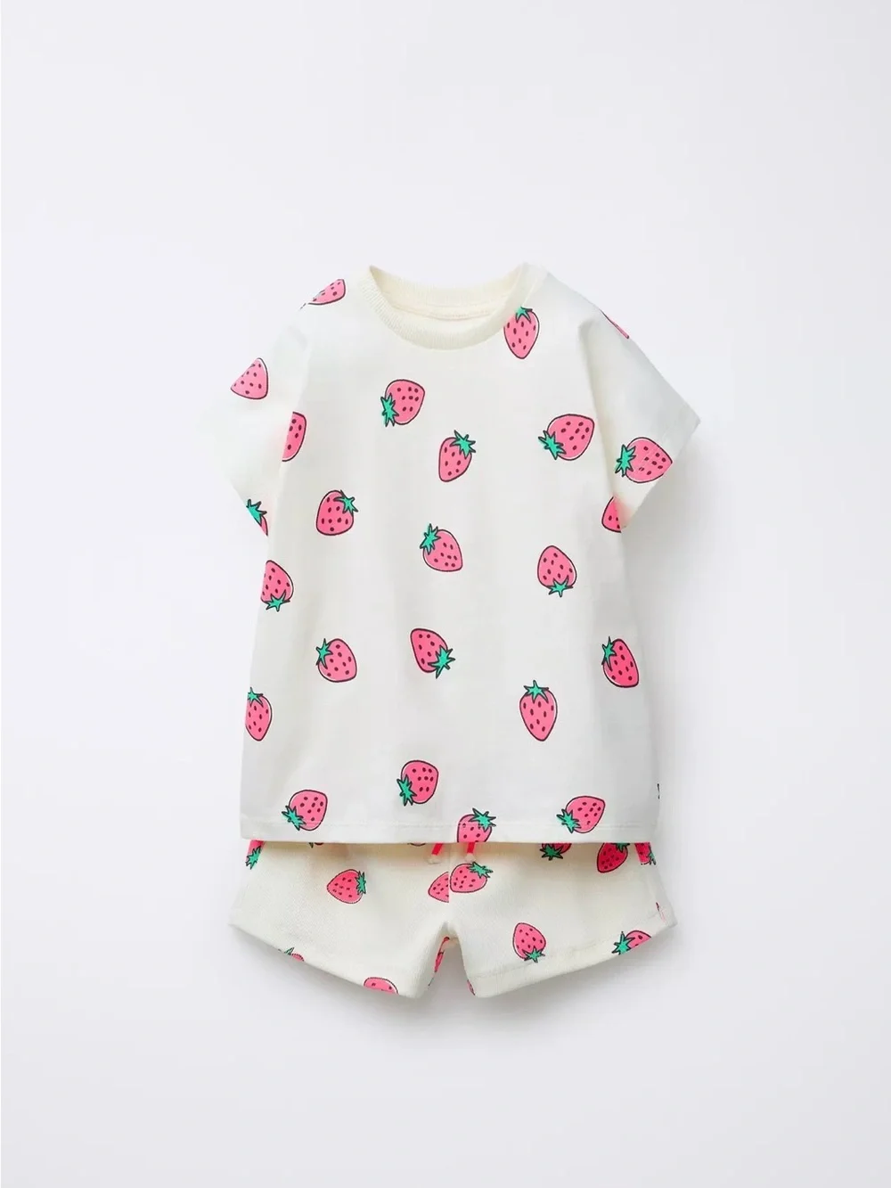 Zara Kids Strawberry Print Short & Top set- Cream and Pink size 6